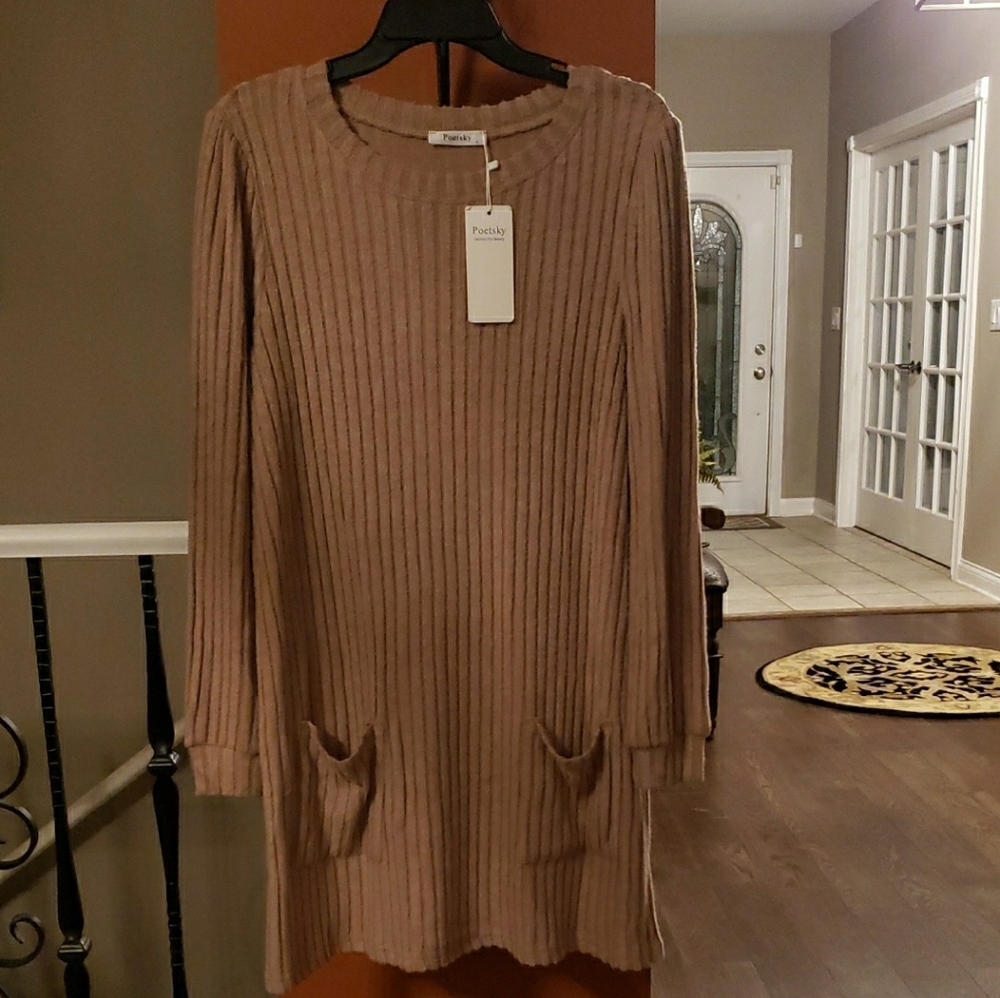 Patricia Nash Women's Long Sleeve Ribbed Dress - Brown